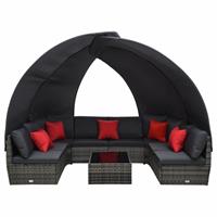 vidaXL 9-delige Loungeset met luifel poly rattan antraciet