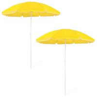 2x Gele strand parasols van nylon 150 cm Geel