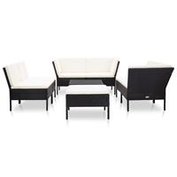 vidaXL 8-delige Loungeset met kussens poly rattan zwart