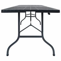 vidaXL Tuintafel inklapbaar 180x75x72 cm HDPE en kunstrattan zwart