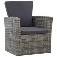 vidaXL 4-delige Loungeset met kussens poly rattan grijs