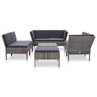 vidaXL 8-delige Loungeset met kussens poly rattan grijs