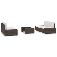 vidaXL 5-delige Loungeset poly rattan bruin