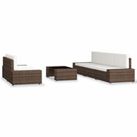 vidaXL 6-delige Loungeset poly rattan bruin