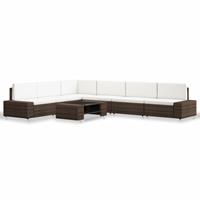 vidaXL 7-delige Loungeset poly rattan bruin