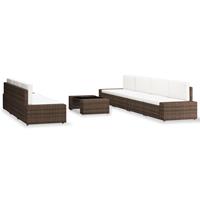 vidaXL 8-delige Loungeset poly rattan bruin