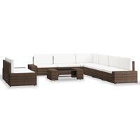 vidaXL 9-delige Loungeset poly rattan bruin