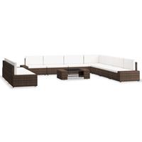 vidaXL 10-delige Loungeset poly rattan bruin