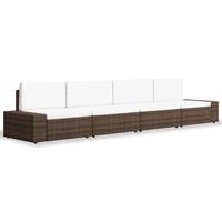 vidaXL 4-delige Loungeset poly rattan bruin