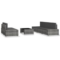 vidaXL 6-delige Loungeset poly rattan grijs