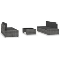 vidaXL 5-delige Loungeset poly rattan grijs