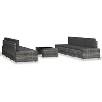 vidaXL 7-delige Loungeset poly rattan grijs