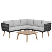 beliani Gartenmöbel 5er Set Taupe und Schwarz aus Akazienholz Modern mit quadratischer Tisch 75 x 75 cm Modern - Heller Holzfarbton