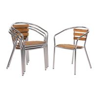 Bolero aluminium en essenhouten stoelen met armleuning - 4