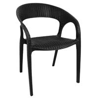 Bolero kunststof rotan stoel met armleuning zwart - 4