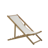 Beliani - Bequemer Liegestuhl aus hellem Akazienholz mit beigem Bezug Anzio - Weiß