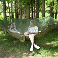 Draagbare outdoor camping volautomatische nylon parachutehangmat met klamboes, afmeting: 250 x 120 cm (legergroen)
