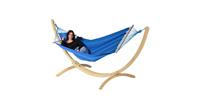 Tropilex  Hangmat met Standaard Eénpersoons Wood & Relax Blue Blauw
