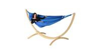 Tropilex  Hangmat met Standaard Eénpersoons Wood & Dream Blue Blauw