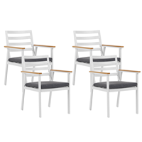beliani Stilvolles Gartenstuhl Set 4er Set in Weiß Aluminium graues Sitzkissen Cavoli - Weiß