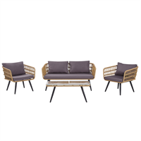 beliani Modernes Gartenset natürlich Tisch mit Zweisitzer und 2 Sesseln Rattan Fobello - Beige