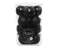 Decoris Kerstballen glas glans-mat 3,5 cm zwart