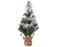 Everlands Mini kerstboom tafelboom mini D-H-Z boom h60 cm-20L groen/zilver