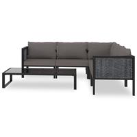 vidaXL 6-delige Loungeset met kussens poly rattan antraciet