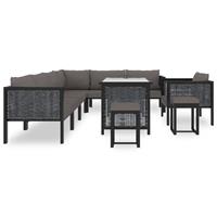 vidaXL 10-tlg. Garten-Lounge-Set mit Auflagen Poly Rattan  Anthrazit