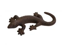 Zeitzone Dekofigur Gecko Eidechse Echse Briefbeschwerer Gusseisen Antik-Stil Braun