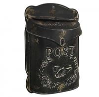 Zeitzone Briefkasten POST Zink schwarz Postkasten mit Brieftaube Vintage Landhausstil