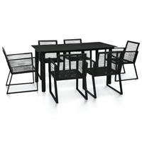 vidaXL 7-tlg. Garten-Essgruppe PVC Rattan  Schwarz