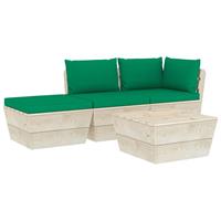 vidaXL 4-tlg. Garten-Sofagarnitur aus Paletten mit Kissen Fichtenholz Grün