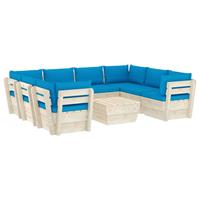 vidaXL 9-tlg. Garten-Sofagarnitur aus Paletten mit Kissen Fichtenholz Blau