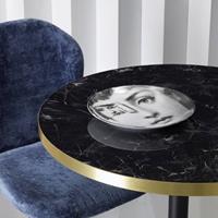 SCAB design Tiffany Ronde Bistro Eettafel 70 Cm - Zwart Marmer Effect Tafelblad - Zwart Onderstel