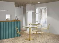 SCAB design Tiffany Ronde Bistro Eettafel 70 Cm - Wit Marmer Effect Tafelblad - Messing Onderstel