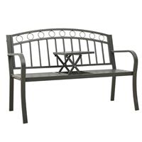 VidaXL Gartenbank mit 1 Tisch 125 cm Stahl  Grau