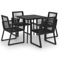 vidaXL 5-delige Tuinset PVC-rattan zwart