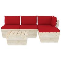 vidaXL 5-tlg. Garten-Sofagarnitur aus Paletten mit Kissen Fichtenholz Rot