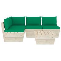 vidaXL 5-tlg. Garten-Sofagarnitur aus Paletten mit Kissen Fichtenholz Grün