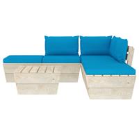 vidaXL 6-tlg. Garten-Sofagarnitur aus Paletten mit Kissen Fichtenholz Blau