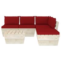 vidaXL 6-tlg. Garten-Sofagarnitur aus Paletten mit Kissen Fichtenholz Rot