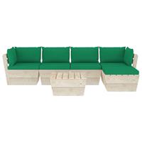 vidaXL 6-tlg. Garten-Sofagarnitur aus Paletten mit Kissen Fichtenholz Grün
