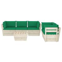 vidaXL 6-tlg. Garten-Sofagarnitur aus Paletten mit Kissen Fichtenholz Grün