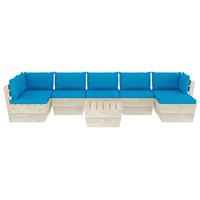 vidaXL 8-tlg. Garten-Sofagarnitur aus Paletten mit Kissen Fichtenholz Blau