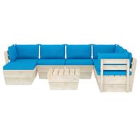 vidaXL 8-tlg. Garten-Sofagarnitur aus Paletten mit Kissen Fichtenholz Blau