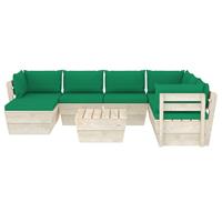 vidaXL 8-tlg. Garten-Sofagarnitur aus Paletten mit Kissen Fichtenholz Grün