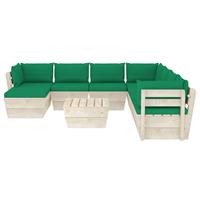 vidaXL 9-tlg. Garten-Sofagarnitur aus Paletten mit Kissen Fichtenholz Grün