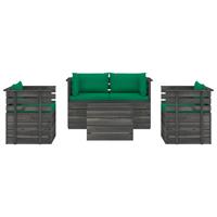 vidaXL 5-tlg. Garten-Sofagarnitur aus Paletten mit Kissen Kiefernholz Grün
