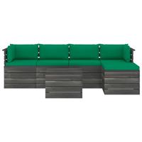 vidaXL 6-tlg. Garten-Sofagarnitur aus Paletten mit Kissen Kiefernholz Grün